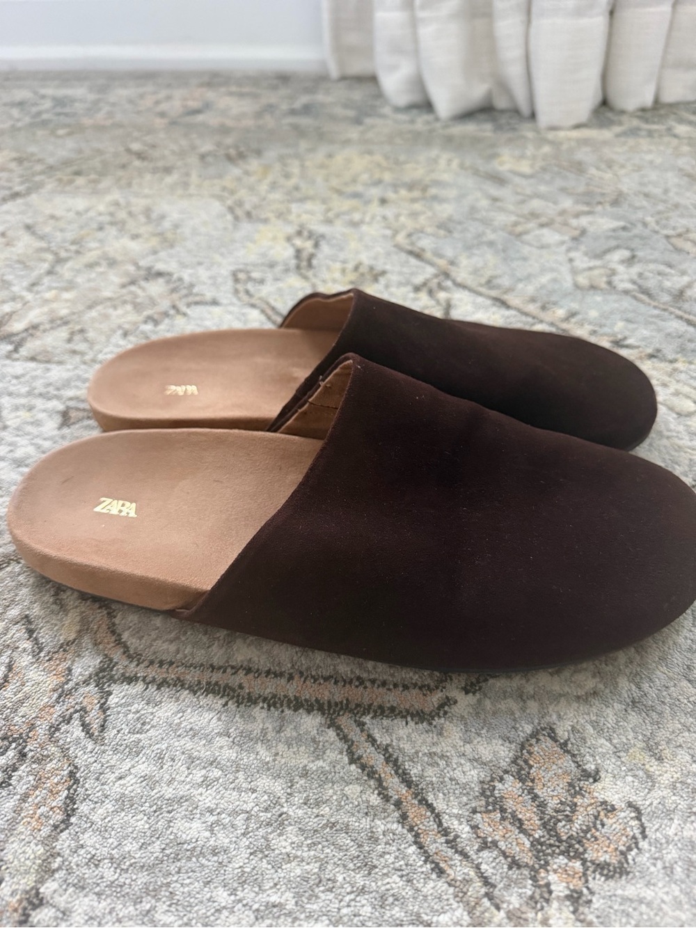 Zara Dark Brown Suede Mule Slides